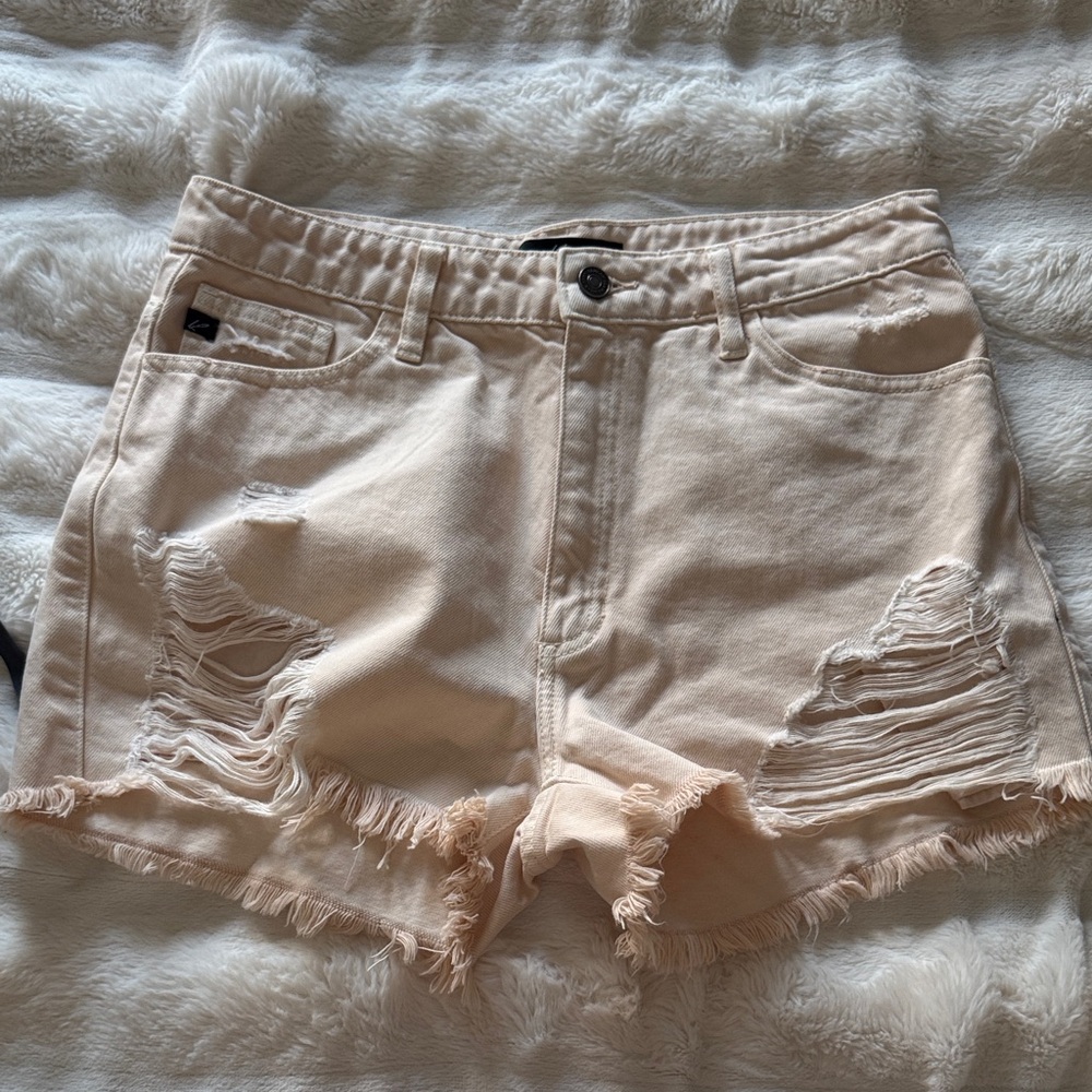 KanCan Light Pink Distressed Jean Shorts